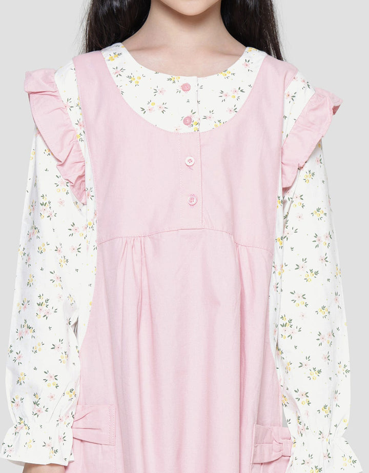 Nevada Maxi Dress Woven Ruffle Anak Perempuan Full Print Flowers