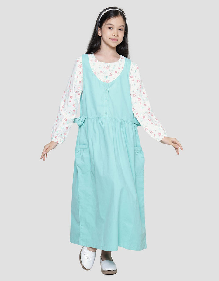 Nevada Woven Combination Print Flowers Maxi Dress Anak Perempuan