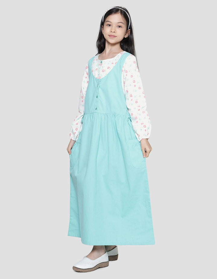 Nevada Woven Combination Print Flowers Maxi Dress Anak Perempuan