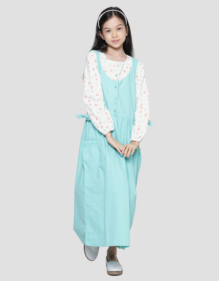 Nevada Woven Combination Print Flowers Maxi Dress Anak Perempuan