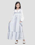 Nevada Woven Overall Stripes With Hoodie Maxi Dress for Girls