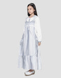 Nevada Woven Overall Stripes With Hoodie Maxi Dress for Girls