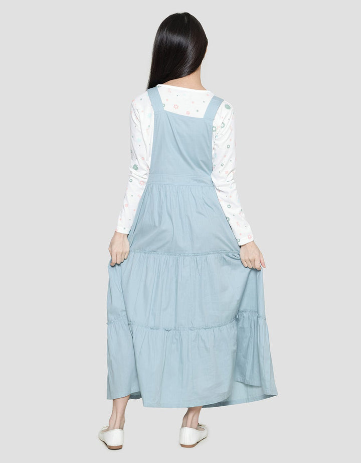 Nevada Print Inner Maxi Dress Woven Overall Anak Perempuan