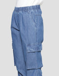 Nevada Celana Panjang Jogger Cargo Denim Medium Washed Anak Perempuan