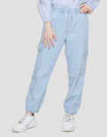 Nevada Celana Jogger Denim Cargo Light Washed Anak Perempuan