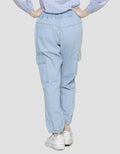 Nevada Celana Jogger Denim Cargo Light Washed Anak Perempuan