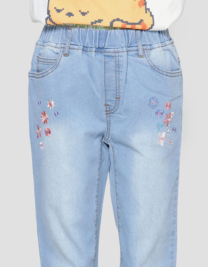 Nevada Embro Flower Celana Denim Anak Perempuan