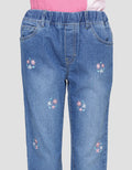Nevada Embro Flower Stretch Celana Denim Anak Perempuan