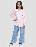 Nevada Ruffle With Two Pockets Kemeja Lengan Panjang Anak Perempuan