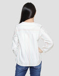 Nevada Round Neck With Two Pocket Stripe Kemeja Anak Perempuan