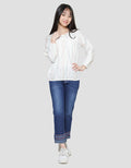 Nevada Round Neck With Two Pocket Stripe Kemeja Anak Perempuan