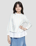 Nevada Round Collar Stripes Combination Girls Shirt