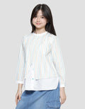 Nevada Round Collar Stripes Combination Girls Shirt