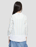 Nevada Round Collar Stripes Combination Girls Shirt