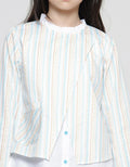 Nevada Round Collar Stripes Combination Girls Shirt