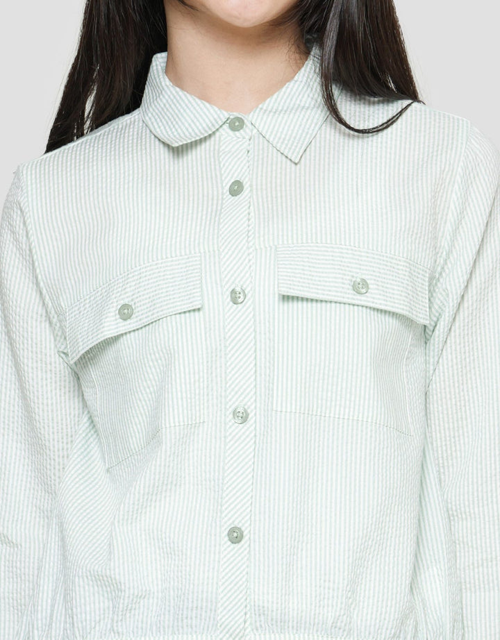 Nevada Kemeja Lengan Panjang Stripe Anak Perempuan With Collar