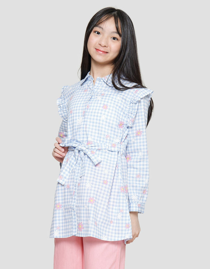 Nevada Love Print With Tali Pinggang Lengan Panjang Tunik Anak Perempuan