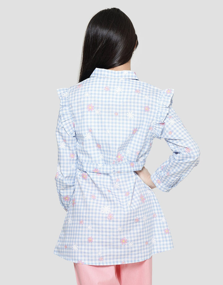 Nevada Love Print With Tali Pinggang Lengan Panjang Tunik Anak Perempuan