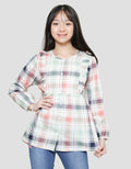 Nevada Kemeja Lengan Panjang Checkered Anak Perempuan Print With Ruffle