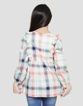 Nevada Kemeja Lengan Panjang Checkered Anak Perempuan Print With Ruffle