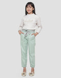 Nevada Stripes Flower Print Ikat Pinggang Celana Jogger Anak Perempuan