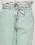 Nevada Stripes Flower Print Ikat Pinggang Celana Jogger Anak Perempuan