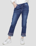 Nevada Strech With Ethnic Embro Regular Denim Pants for Girls