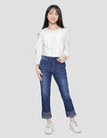 Nevada Strech With Ethnic Embro Regular Denim Pants for Girls