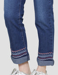 Nevada Strech With Ethnic Embro Regular Denim Pants for Girls
