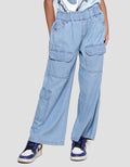 Nevada Light Washed Celana Denim Regular Cargo Anak Perempuan