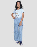 Nevada Light Washed Celana Denim Regular Cargo Anak Perempuan