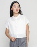 Women's Eyelet Plain Crop Short Sleeve Blouse Details