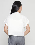 Women's Eyelet Plain Crop Short Sleeve Blouse Details