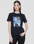 Details Denim Collage Kaos Casual Wanita
