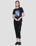 Details Denim Collage Kaos Casual Wanita