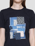 Details Denim Collage Kaos Casual Wanita