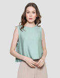Details Back Button Sleeveless Blouse for Women