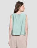Details Back Button Sleeveless Blouse for Women
