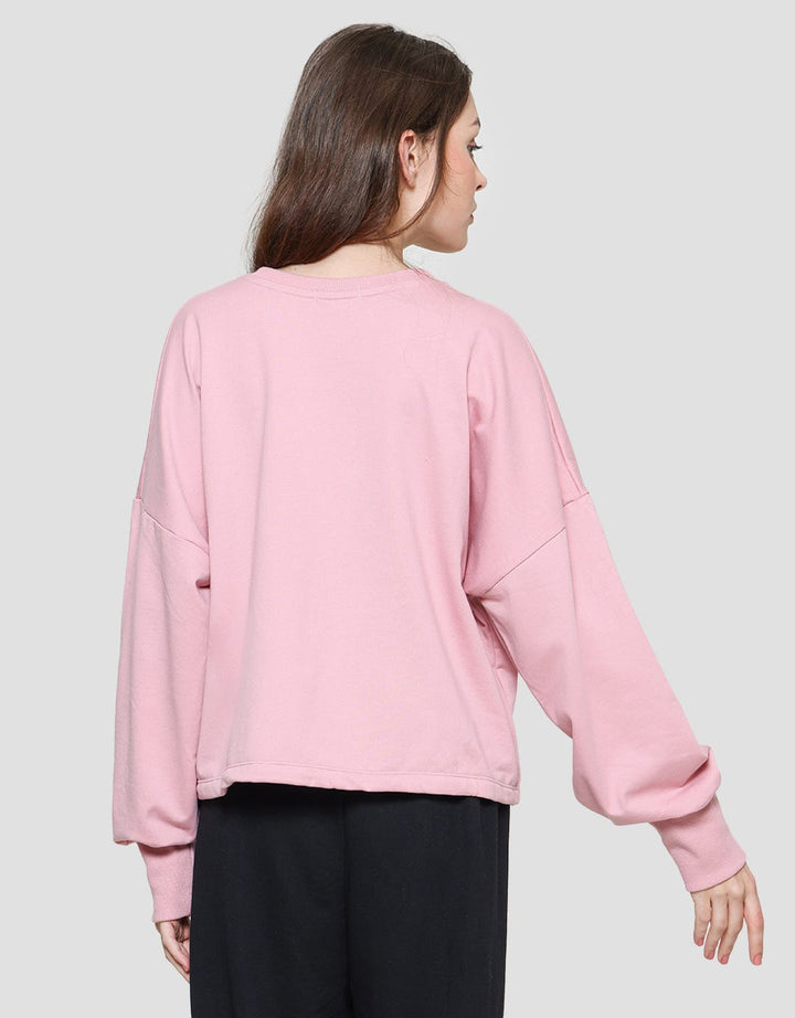 Details Flower And Cup Print Sweater Wanita