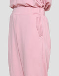 Details Elastic Waist String Celana Panjang Knit Wanita