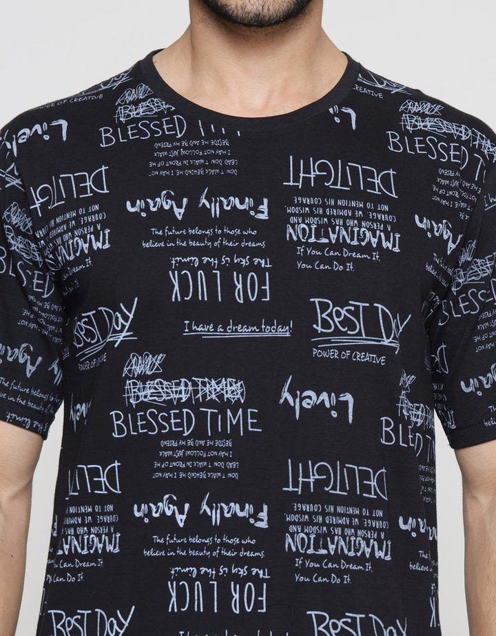 T Zone Fullprint Theme Curlicue Wordings 1 Men's T-Shirt