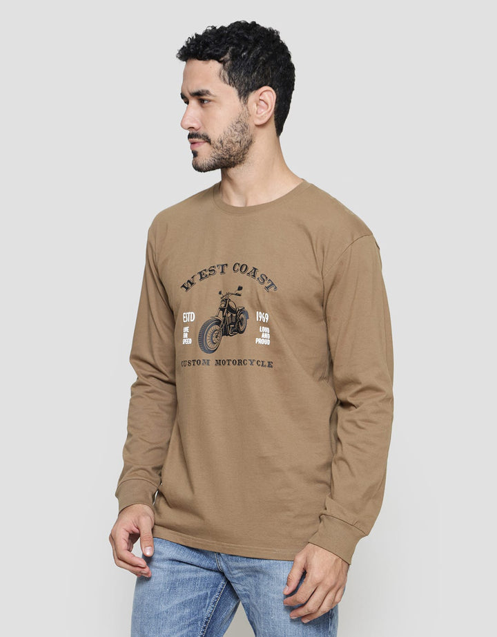 T Zone Print Theme Long Journey Speedway Kaos Lengan Panjang Pria