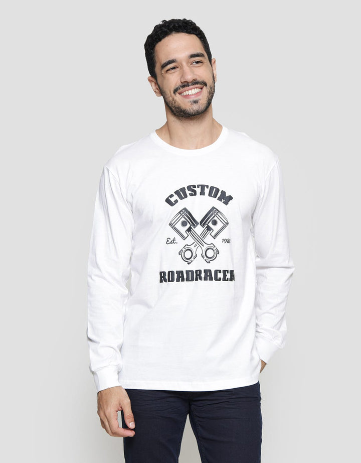 T Zone Print Theme Long Journey Speedway Kaos Lengan Panjang Pria