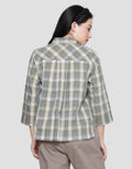Triset Casual Check Crop Blouse Wanita