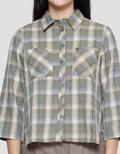 Triset Casual Check Crop Blouse Wanita