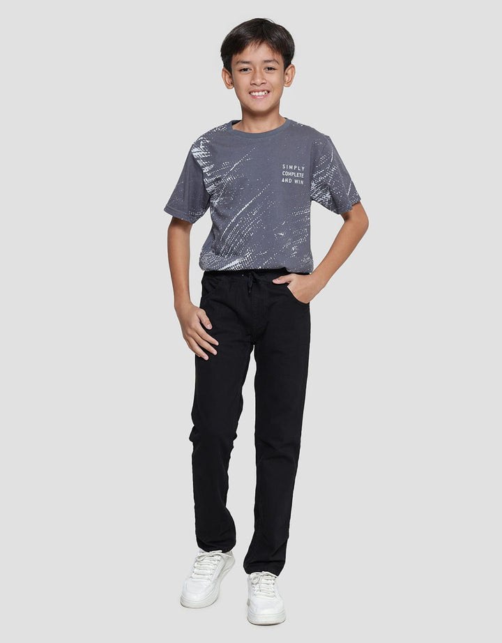 Nevada Celana Panjang Denim Rib Polos Washing Anak Laki-laki