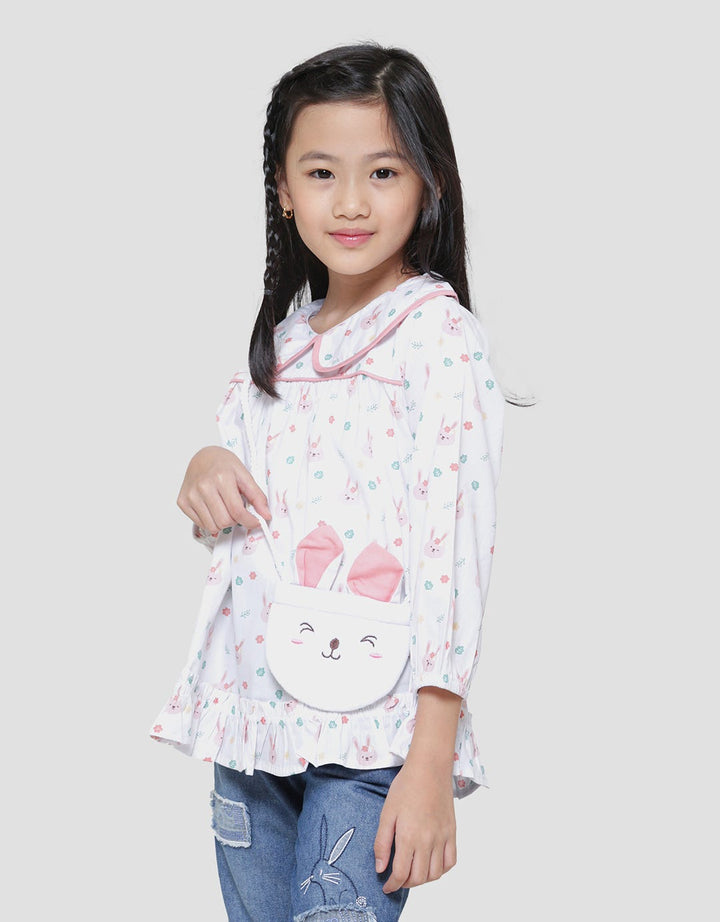 Little M Rabbit Bag Girls Long Sleeve Shirt