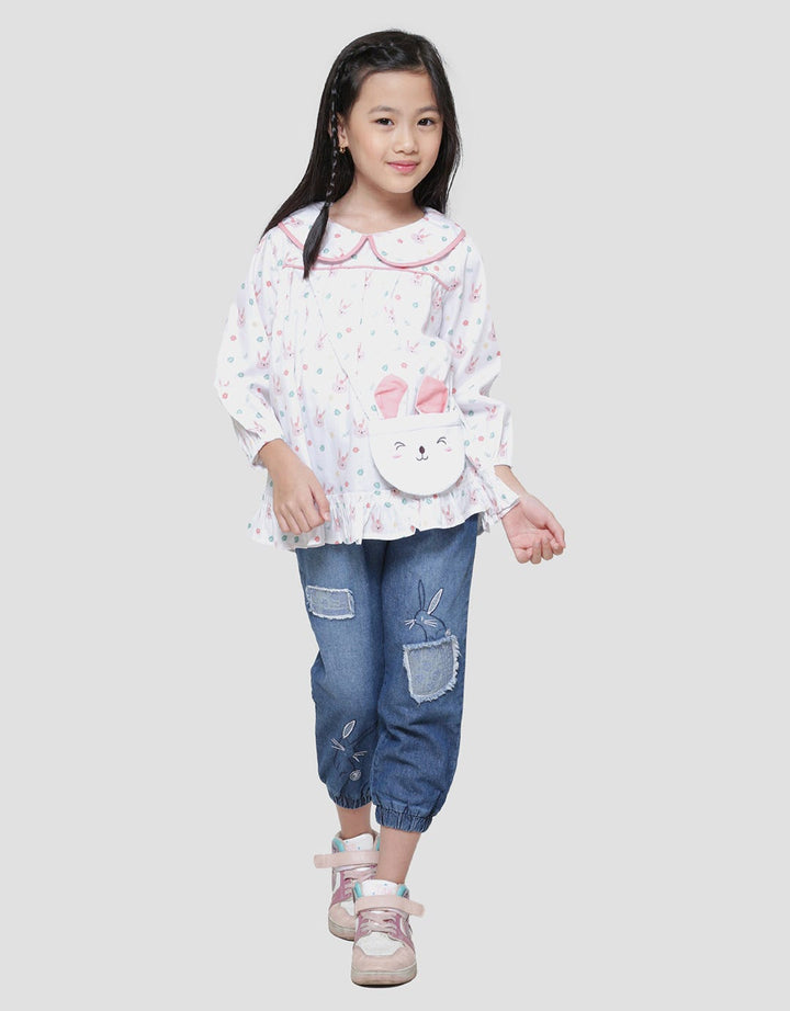 Little M Rabbit Bag Girls Long Sleeve Shirt