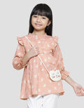 Little M Full Print Tas Kucing Kemeja Lengan Panjang Anak Perempuan