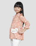 Little M Full Print Tas Kucing Kemeja Lengan Panjang Anak Perempuan